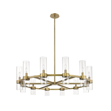 Z-Lite Datus 12 Light Chandelier, Rubbed Brass & Clear 4008-12RB